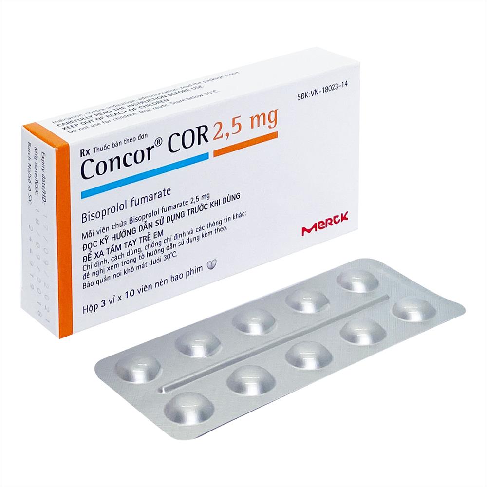 Concor Bisoprolol 5mg hộp 3 vỉ x 10 viên nén Merck