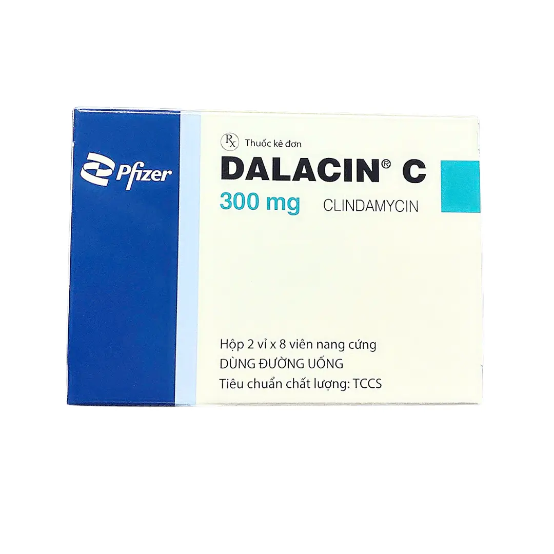 Dalacin C Clindamycin 300mg hộp 2 vỉ x 8 viên nang Pfizer