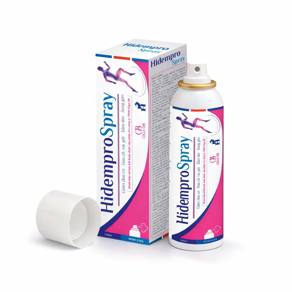 Hidempro Spray xịt giảm đau cơ, vai gáy, bầm tím lọ 150ml Giga OB